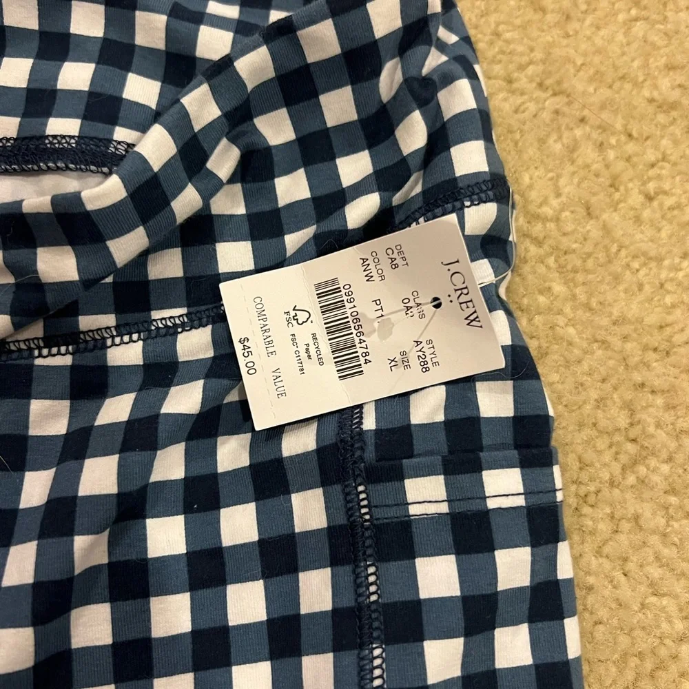 J. Crew Factory Navy and White Gingham Athletic Shorts